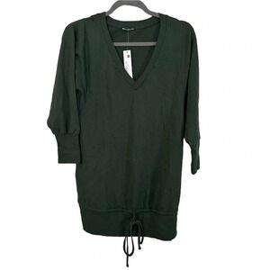 LaMade V-Neck Tie Bottom 3/4 Length Sleeves Green Blouse Sz Small Maternity NWT